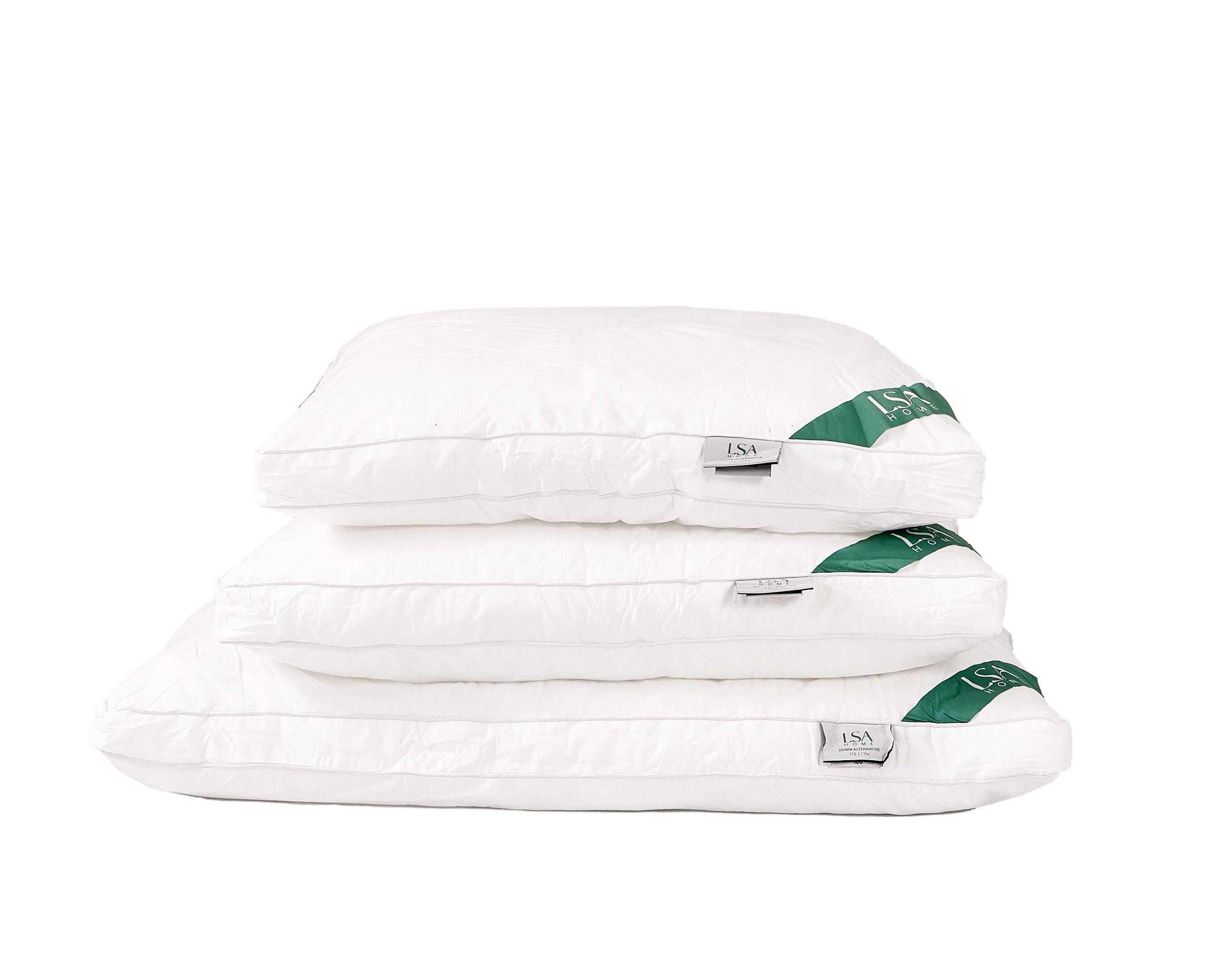 Alternative pillows in pairs, soft down-like feel, hypoallergenic.