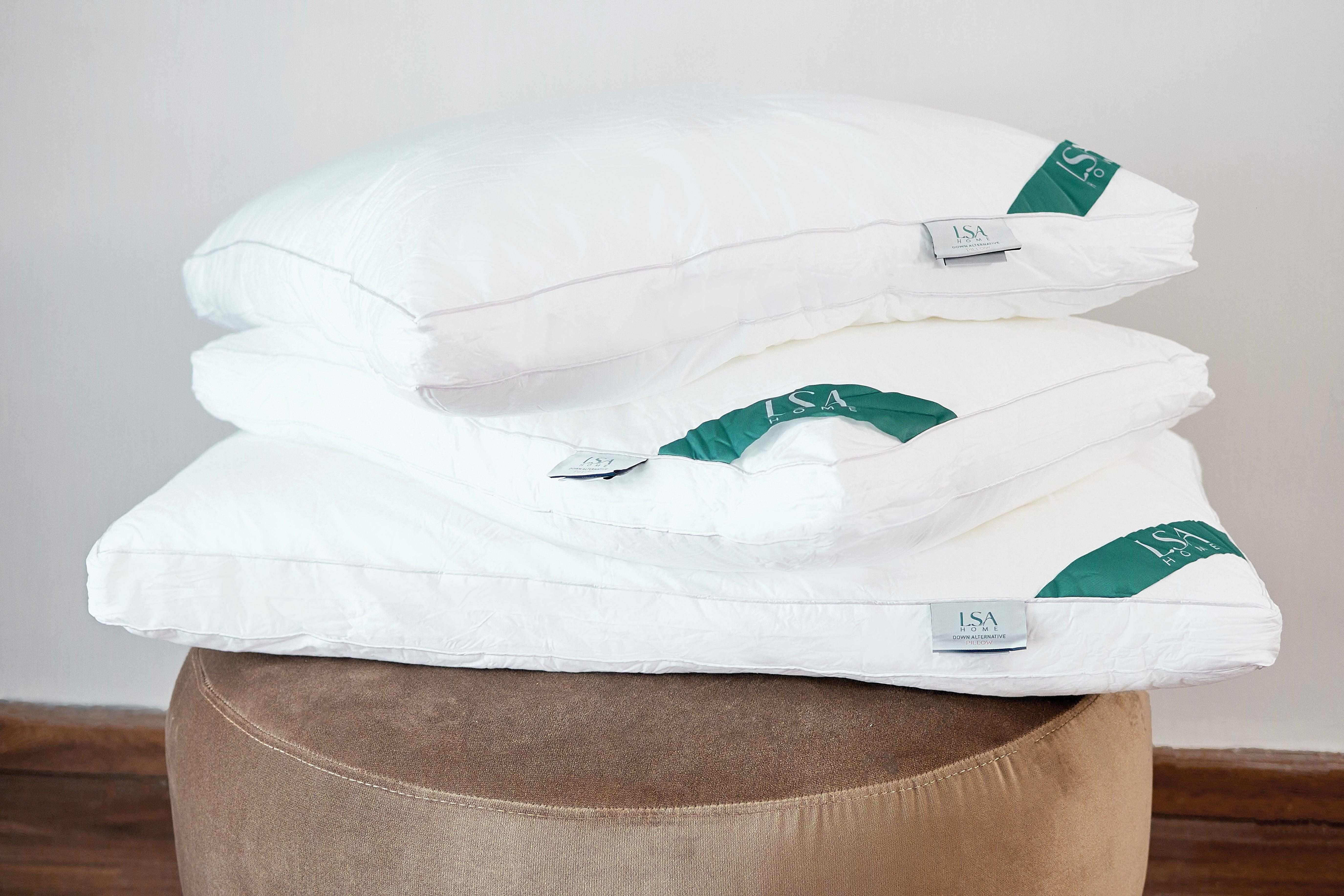 Down alternative pillows with soft, hypoallergenic hollow fiber filling.