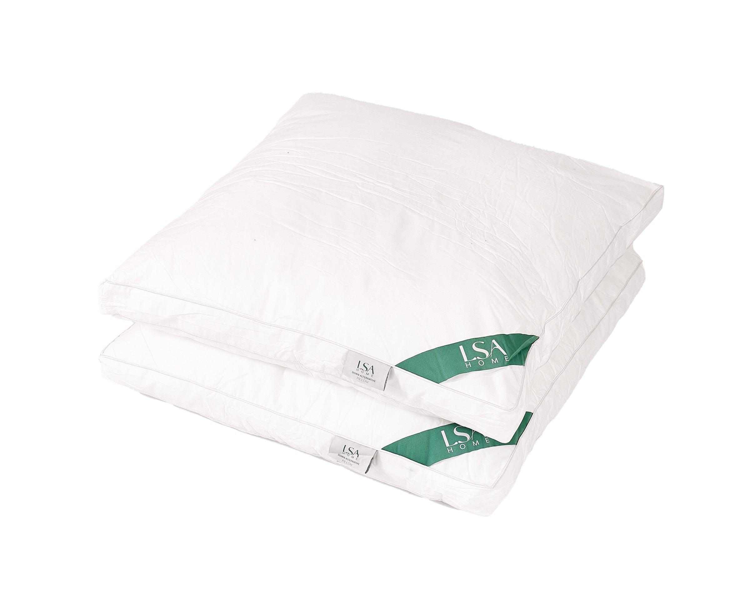 Alternative pillows pair with down-like feel, hypoallergenic for comfort and support.