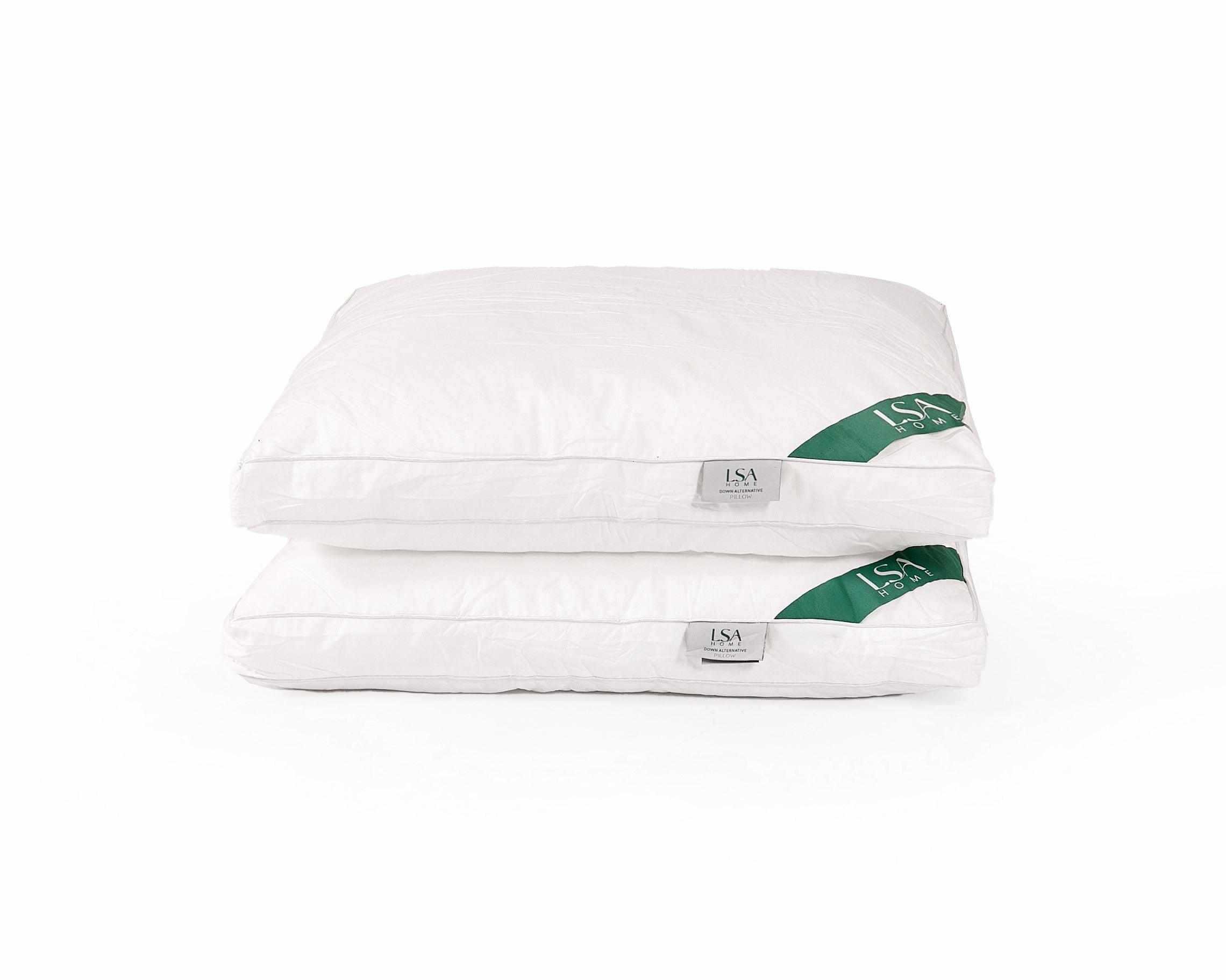 Alternative pillows pair with down-like feel, hypoallergenic and supportive.