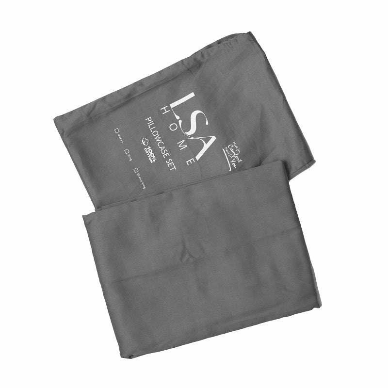Luxe Pillowcase Set in gray made with 100% cotton for a luxurious feel.