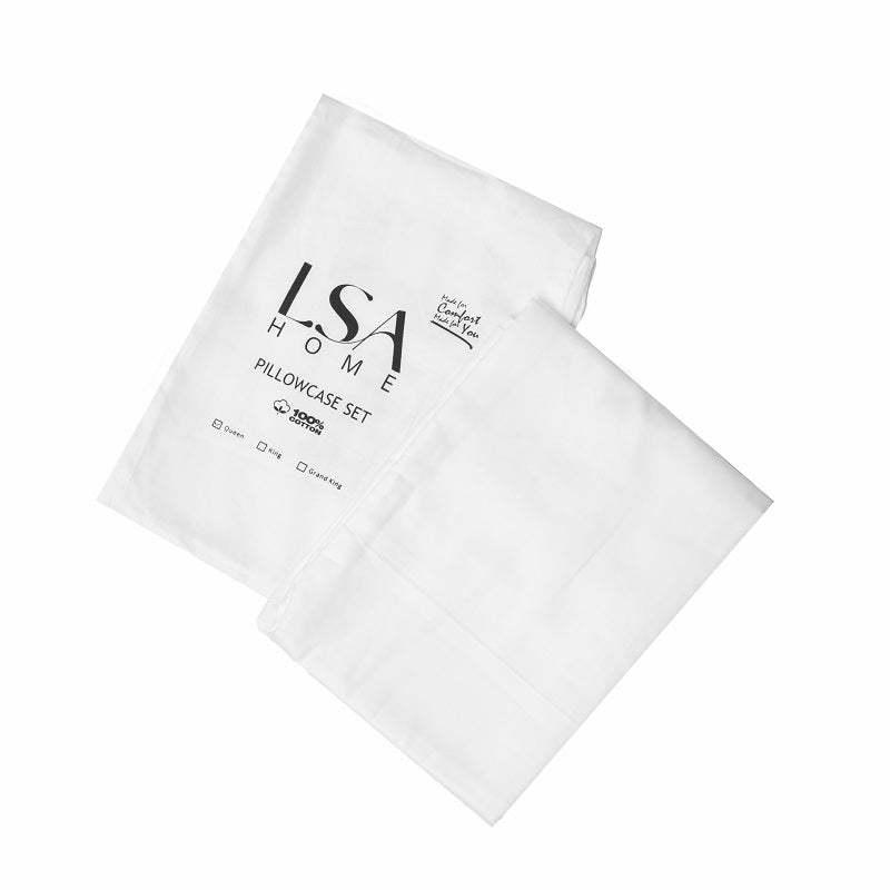 Luxe Pillowcase Set, 100% cotton, timeless bedroom design.